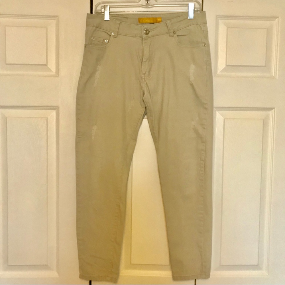 Dkin Khaki Skinny Stretch Distressed Jeans